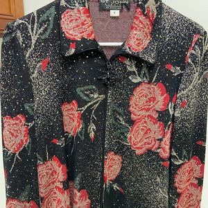 St. John Knit Evening Black and Red Textured Jacket